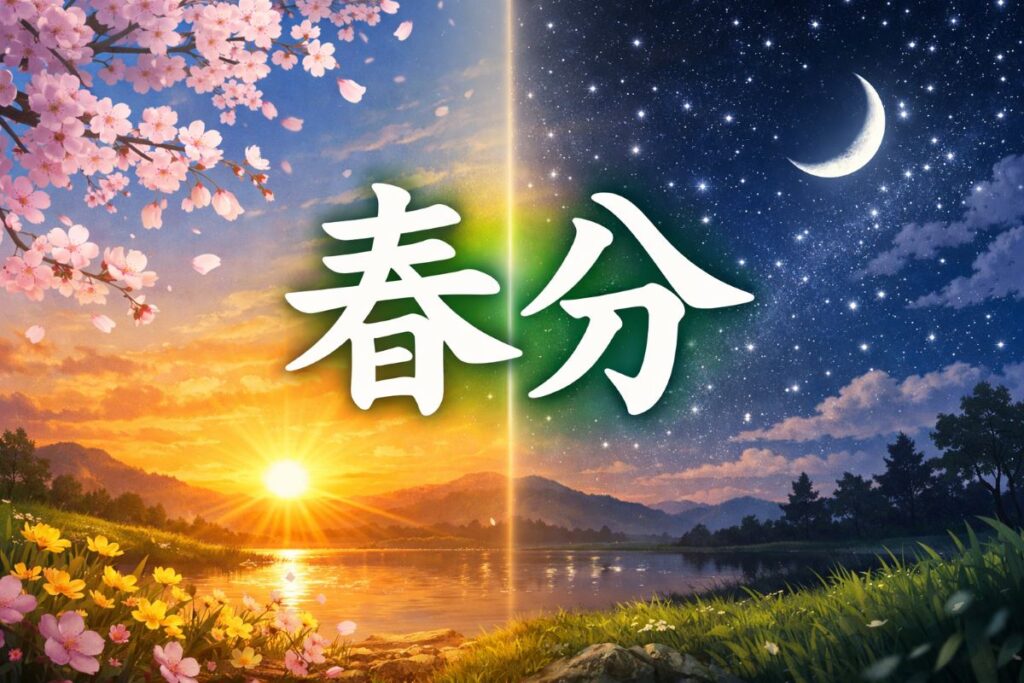 春分の日の意味と昼夜の長さを解説するイメージ